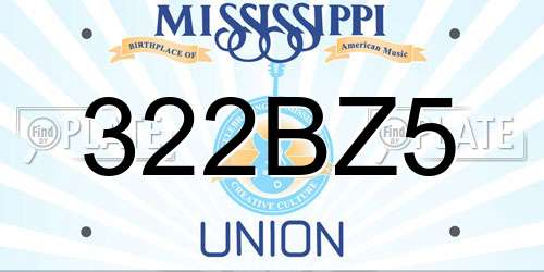 322BZ5 Mississippi License Plate
