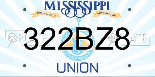 322BZ8 Mississippi License Plate