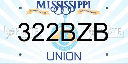 322BZB Mississippi License Plate