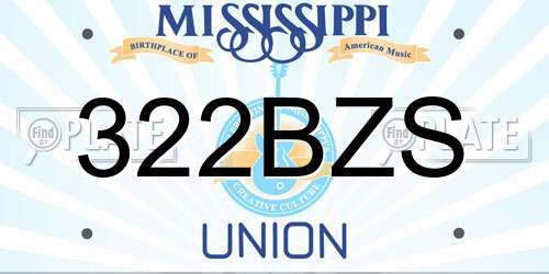 322BZS Mississippi License Plate