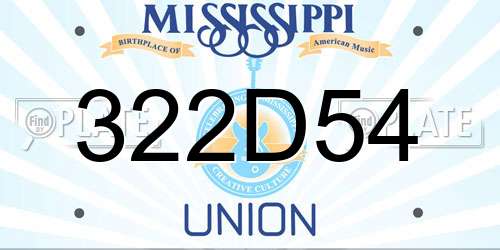 322D54 Mississippi License Plate