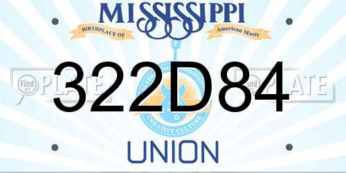 322D84 Mississippi License Plate