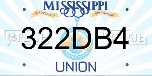 322DB4 Mississippi License Plate