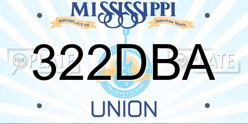 322DBA Mississippi License Plate