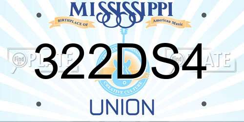 322DS4 Mississippi License Plate