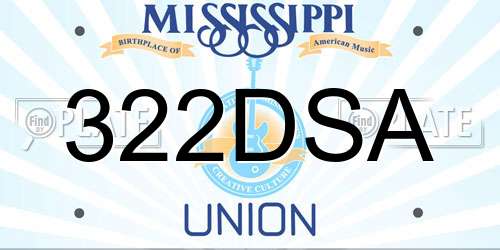 322DSA Mississippi License Plate