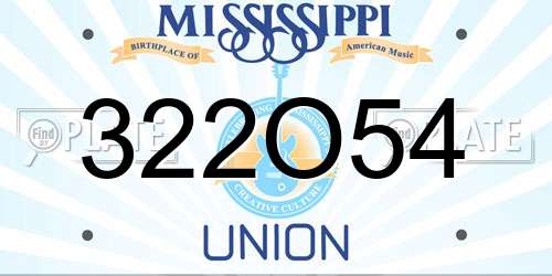 322O54 Mississippi License Plate