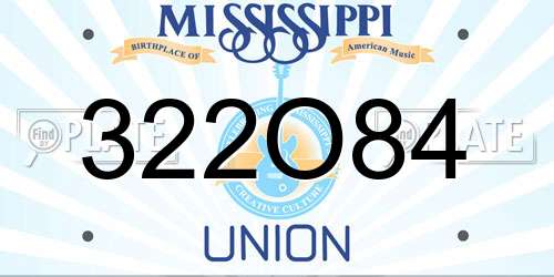 322O84 Mississippi License Plate