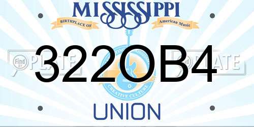 322OB4 Mississippi License Plate
