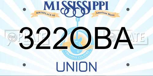 322OBA Mississippi License Plate