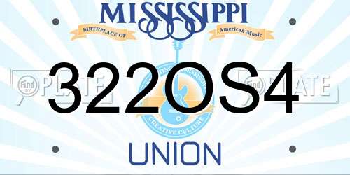 322OS4 Mississippi License Plate