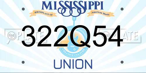 322Q54 Mississippi License Plate