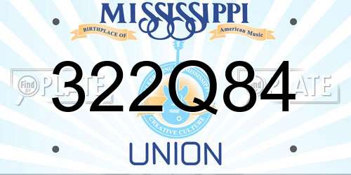 322Q84 Mississippi License Plate