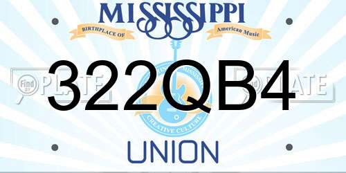 322QB4 Mississippi License Plate