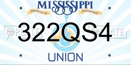 322QS4 Mississippi License Plate