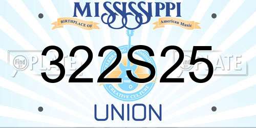 322S25 Mississippi License Plate