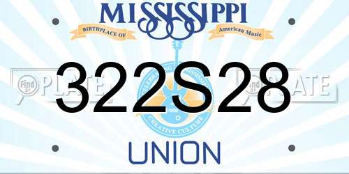322S28 Mississippi License Plate