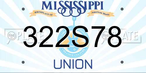 322S78 Mississippi License Plate