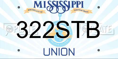 322STB Mississippi License Plate