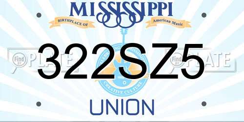 322SZ5 Mississippi License Plate