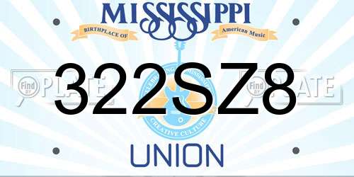 322SZ8 Mississippi License Plate