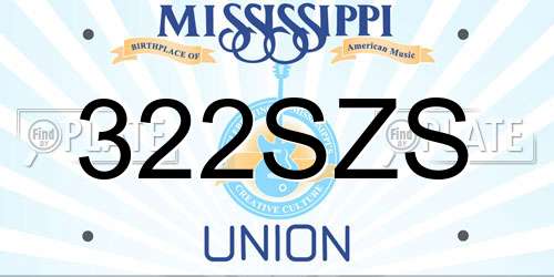 322SZS Mississippi License Plate
