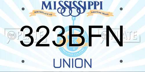 323BFN Mississippi License Plate