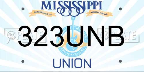 323UNB Mississippi License Plate