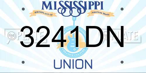 3241DN Mississippi License Plate