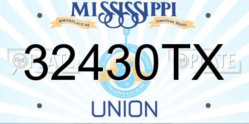 32430TX Mississippi License Plate