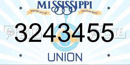 3243455 Mississippi License Plate
