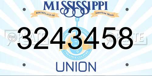 3243458 Mississippi License Plate