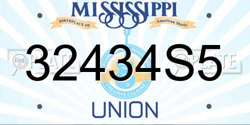 32434S5 Mississippi License Plate
