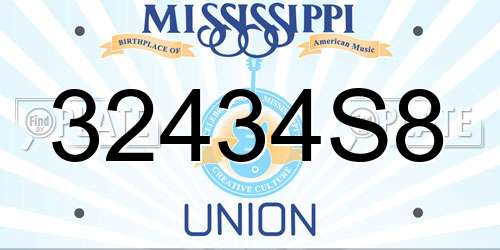 32434S8 Mississippi License Plate