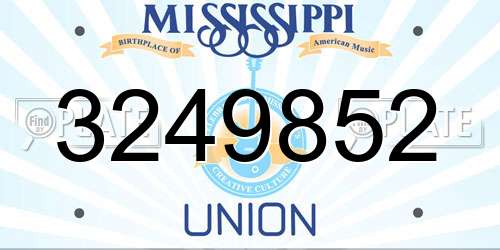 3249852 Mississippi License Plate