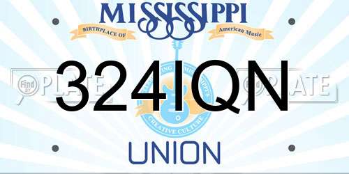 324IQN Mississippi License Plate