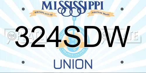 324SDW Mississippi License Plate
