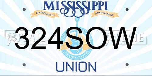 324SOW Mississippi License Plate