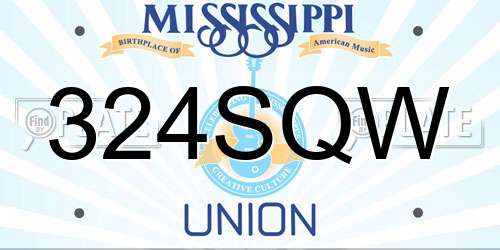 324SQW Mississippi License Plate