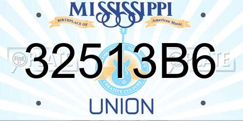 32513B6 Mississippi License Plate