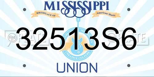 32513S6 Mississippi License Plate
