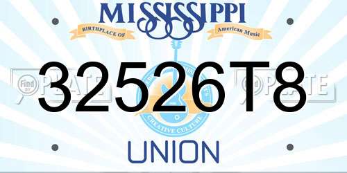 32526T8 Mississippi License Plate