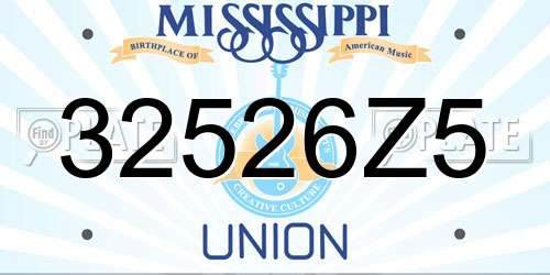 32526Z5 Mississippi License Plate