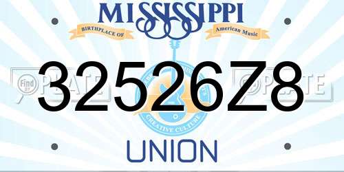 32526Z8 Mississippi License Plate