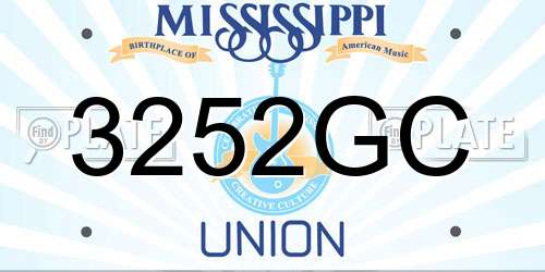 3252GC Mississippi License Plate