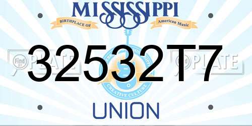 32532T7 Mississippi License Plate