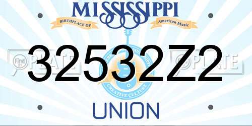 32532Z2 Mississippi License Plate