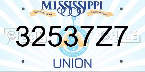 32537Z7 Mississippi License Plate