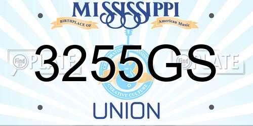 3255GS Mississippi License Plate