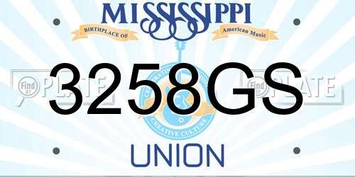 3258GS Mississippi License Plate